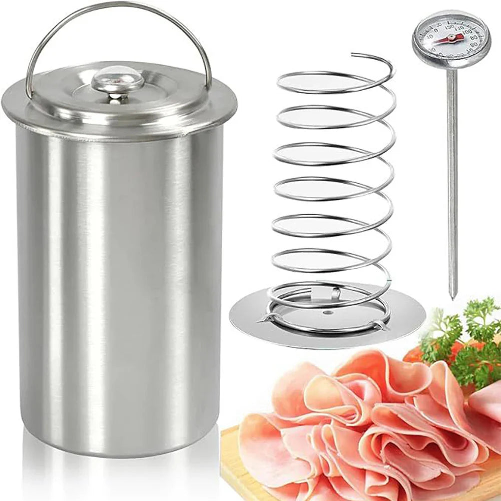 Rustfritt Stål Skinkemaker Kjøttpresse Koker Form med Termometer | Skanto