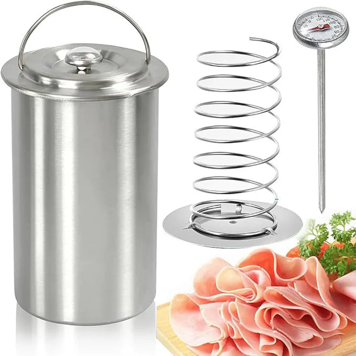 Rustfritt Stål Skinkemaker Kjøttpresse Koker Form med Termometer | Skanto