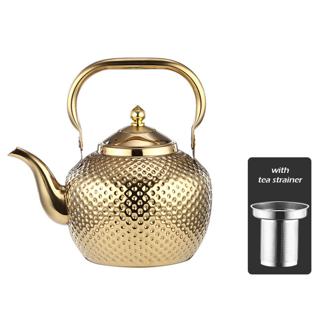 Rustfritt Stål Hammer Tekstur Kokesv kettle med Té Sil | Skanto