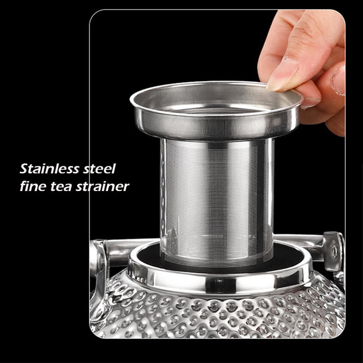 Rustfritt Stål Hammer Tekstur Kokesv kettle med Té Sil | Skanto