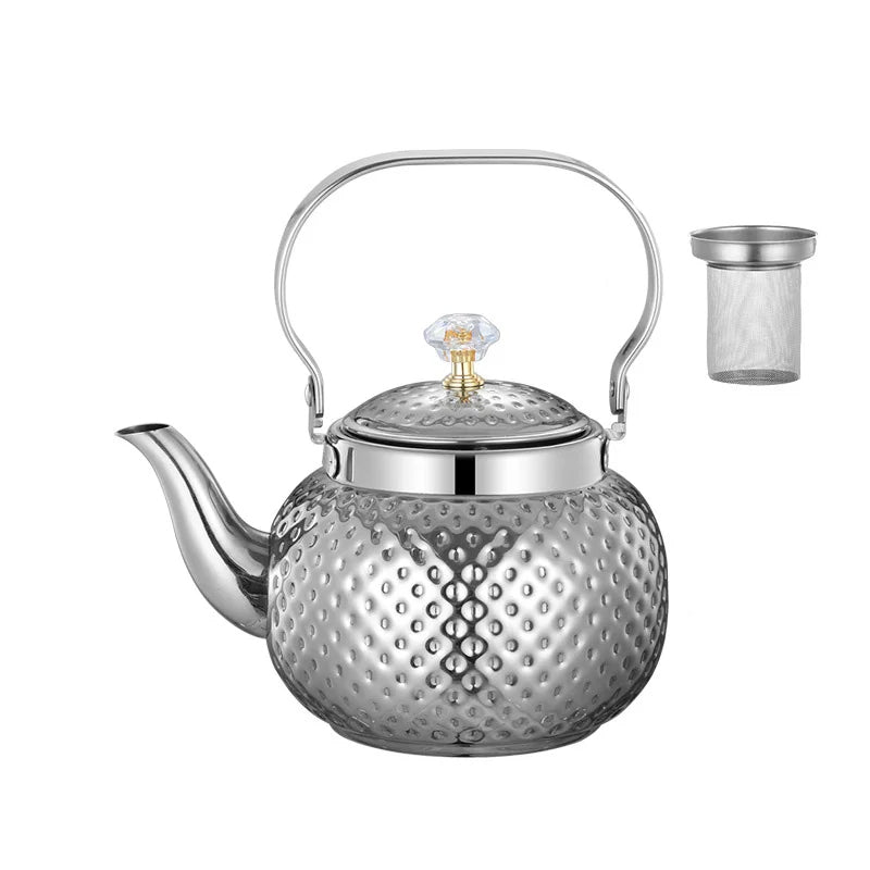 Rustfritt Stål Kjele Hamret Sferisk Teapot med Sil Te-kjeler | Skanto