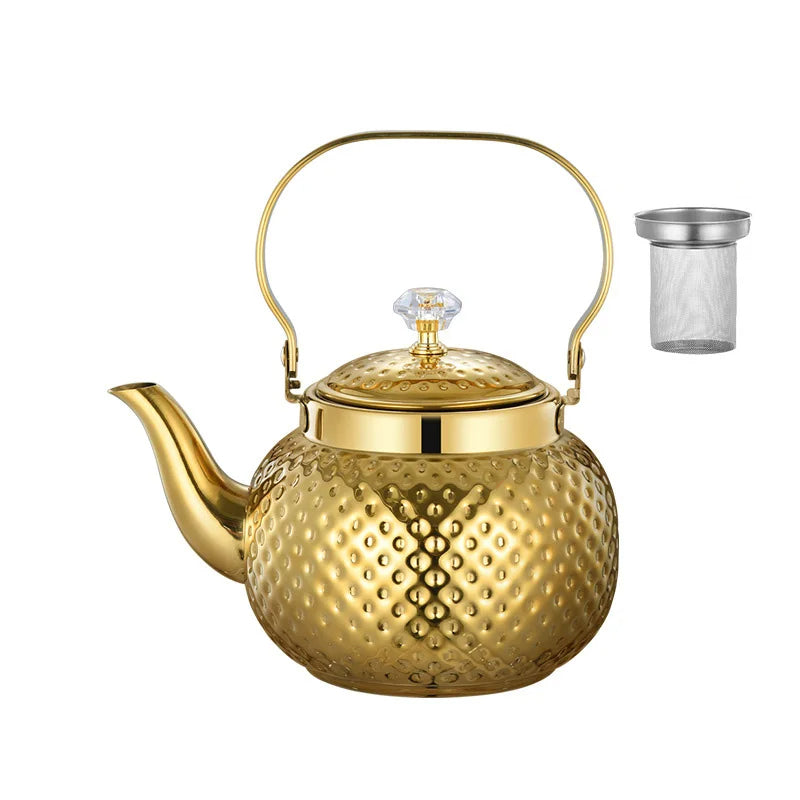 Rustfritt Stål Kjele Hamret Sferisk Teapot med Sil Te-kjeler | Skanto