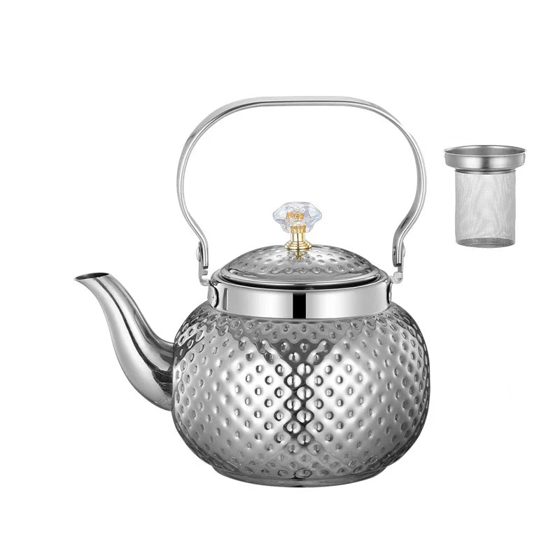 Rustfritt Stål Kjele Hamret Sferisk Teapot med Sil Te-kjeler | Skanto