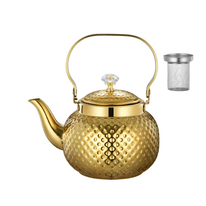 Rustfritt Stål Kjele Hamret Sferisk Teapot med Sil Te-kjeler | Skanto