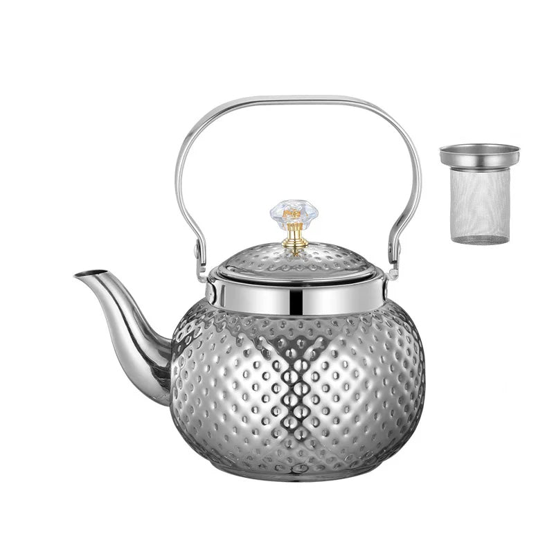 Rustfritt Stål Kjele Hamret Sferisk Teapot med Sil Te-kjeler | Skanto