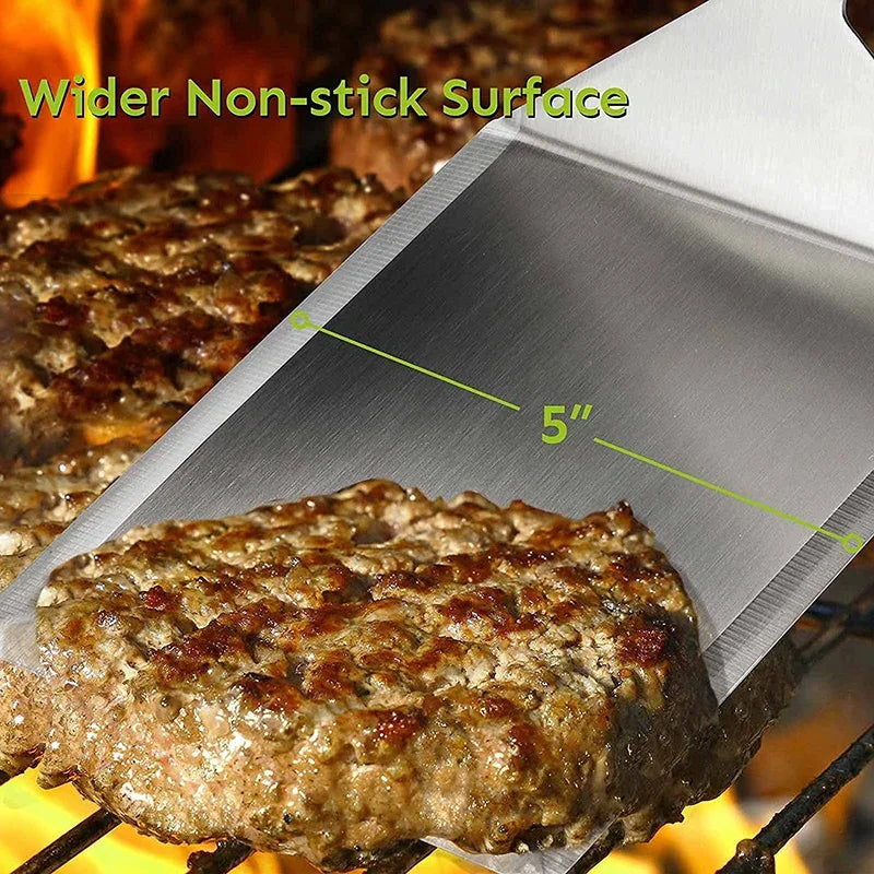 Rustfritt Stål Stor Grill Spatel med Skjærekanter Verktøy for BBQ | Skanto