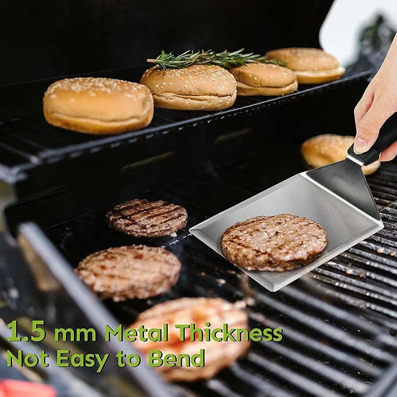 Rustfritt Stål Stor Grill Spatel med Skjærekanter Verktøy for BBQ | Skanto