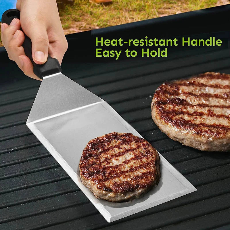 Rustfritt Stål Lang Grill Spatel med Kuttekant Skrapeverktøy | Skanto