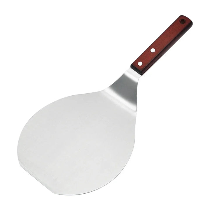 Rustfritt stål pizza spader med trehåndtak rund pizza spade | Skanto