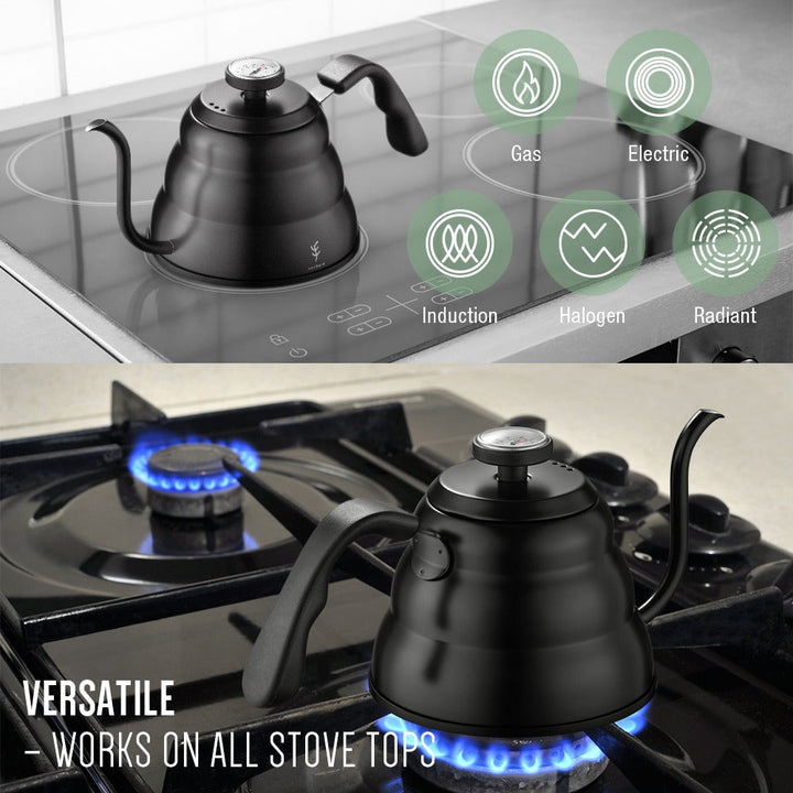 Rustfritt stål pour over kaffekanne dryppkjele med termometer | Skanto