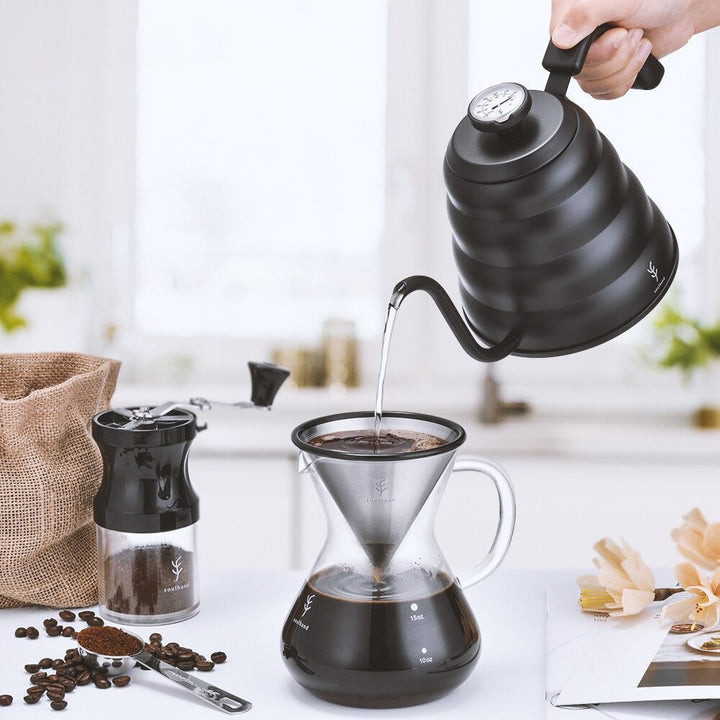 Rustfritt stål pour over kaffekanne dryppkjele med termometer | Skanto