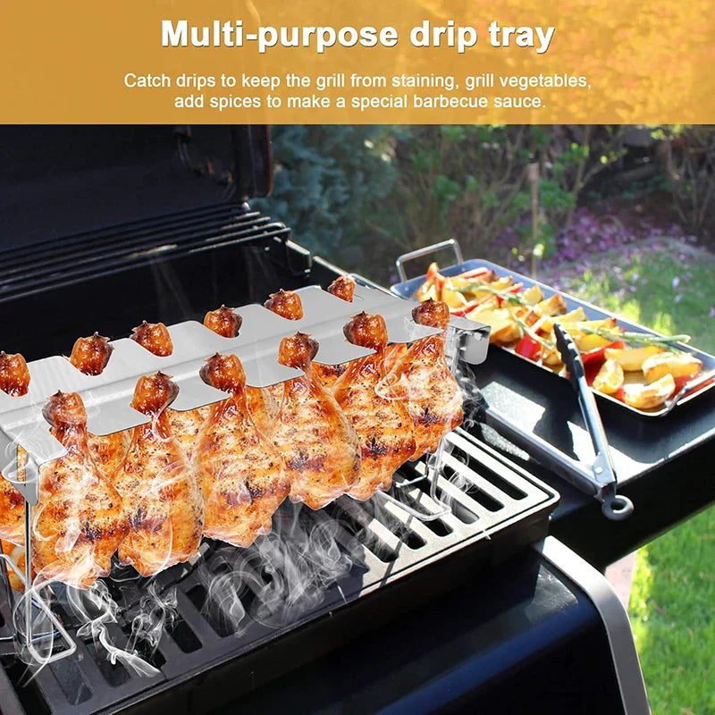 Rustfritt Stål Steking og Grill Stativ BBQ Tilbehør | Skanto
