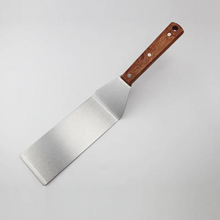 Rustfritt Stål Spatel Skrape med Trehåndtak Grill Flip | Skanto