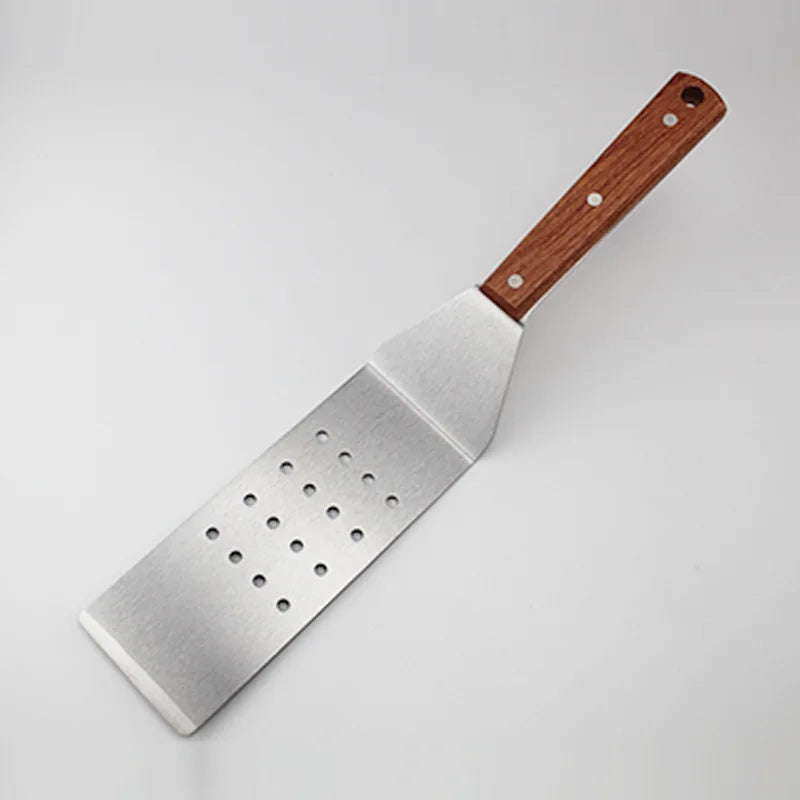 Rustfritt Stål Spatel Skrape med Trehåndtak Grill Flip | Skanto