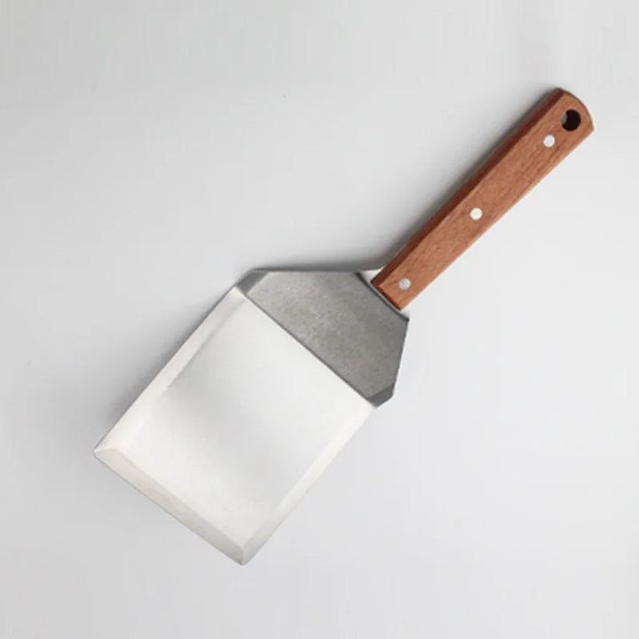 Rustfritt Stål Spatel Skrape med Trehåndtak Grill Flip | Skanto