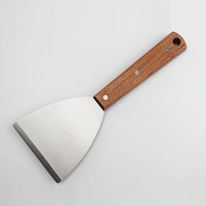 Rustfritt Stål Spatel Skrape med Trehåndtak Grill Flip | Skanto