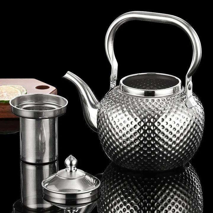 Rustfritt Stål Komfyr Kettle Restaurant Teapot med Avtakbar Infuser | Skanto