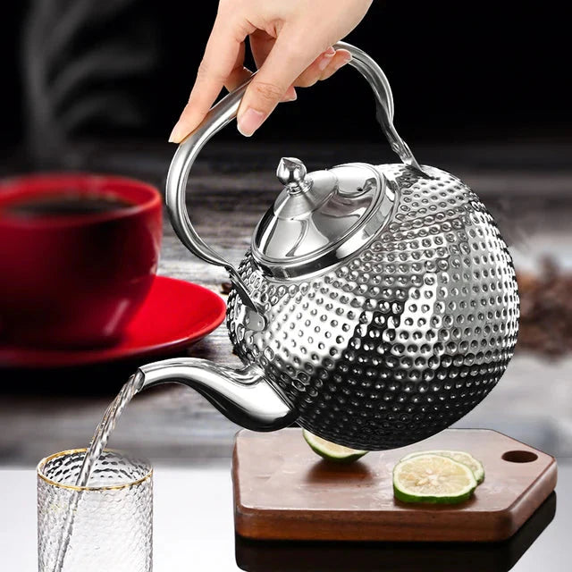 Rustfritt Stål Komfyr Kettle Restaurant Teapot med Avtakbar Infuser | Skanto