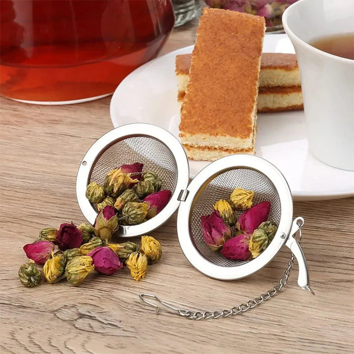 Rustfritt stål teball infuser mesh løs te sil med kjede | Skanto