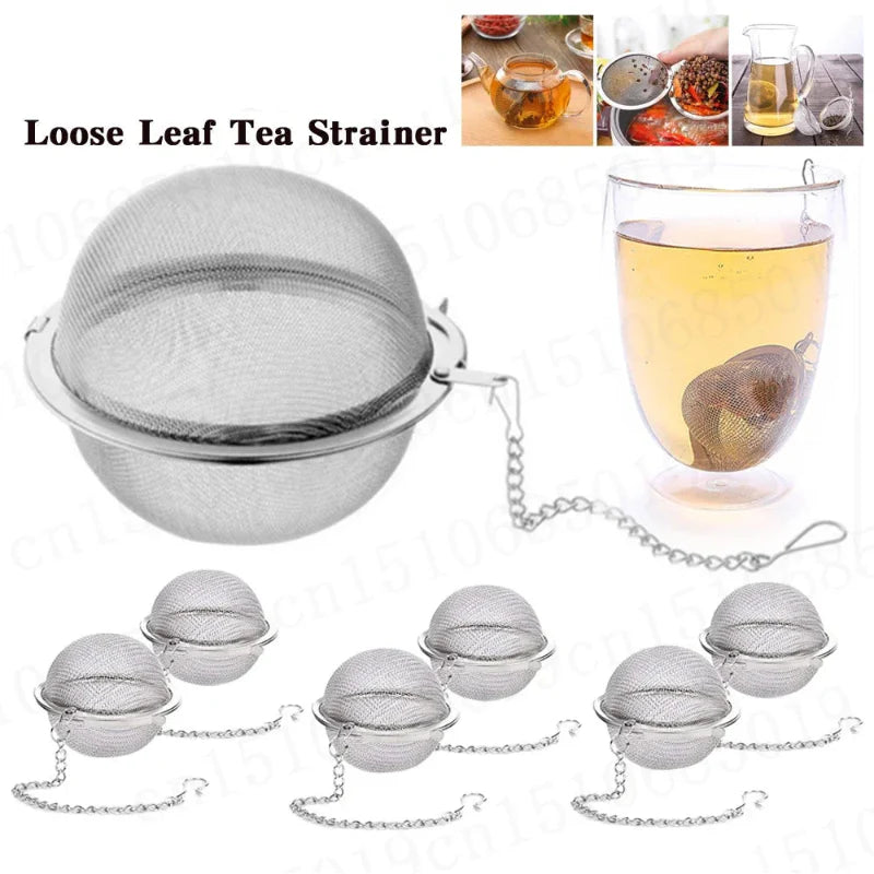 Rustfritt Stål Te Ball Infuser Mesh Løs Te Sil med Kjede | Skanto