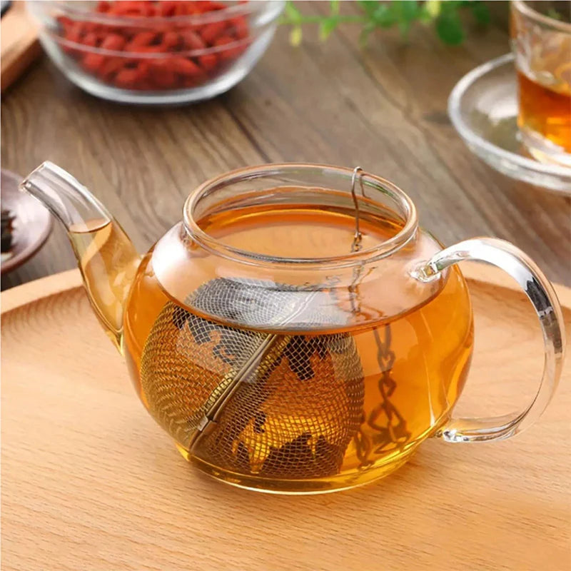 Rustfritt Stål Te Ball Infuser Mesh Løs Te Sil med Kjede | Skanto
