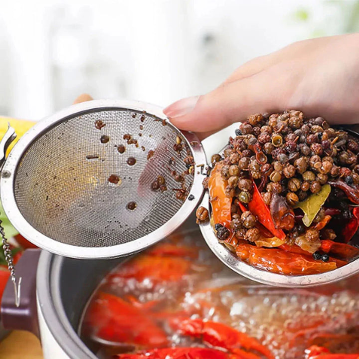 Rustfritt Stål Te Ball Infuser Mesh Løs Te Sil med Kjede | Skanto