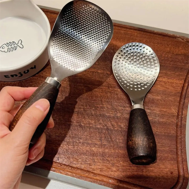 Rustfritt stål vertikal ris spade spatel trehåndtak ris skje | Skanto