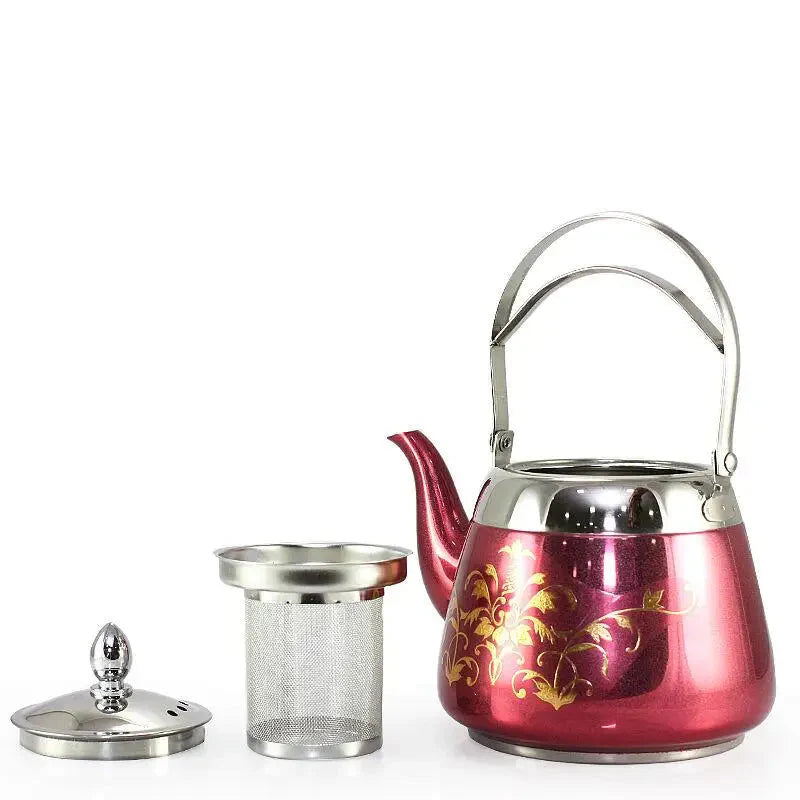 Rustfritt Stål Vannkanne Blomstermønster Palass Teapot Te Kanne | Skanto