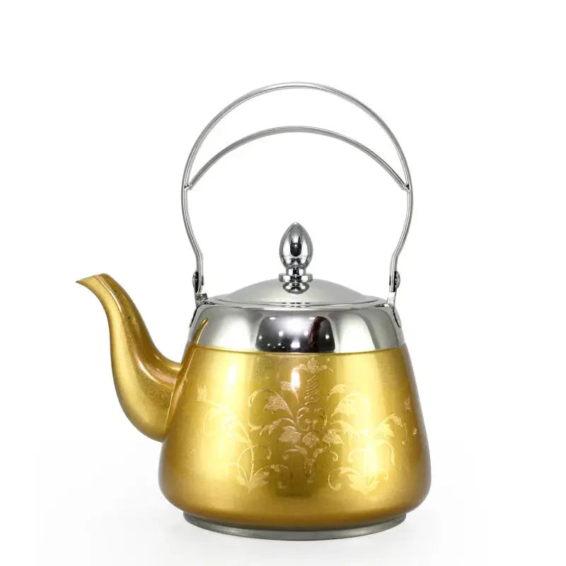 Rustfritt Stål Vannkanne Blomstermønster Palass Teapot Te Kanne | Skanto