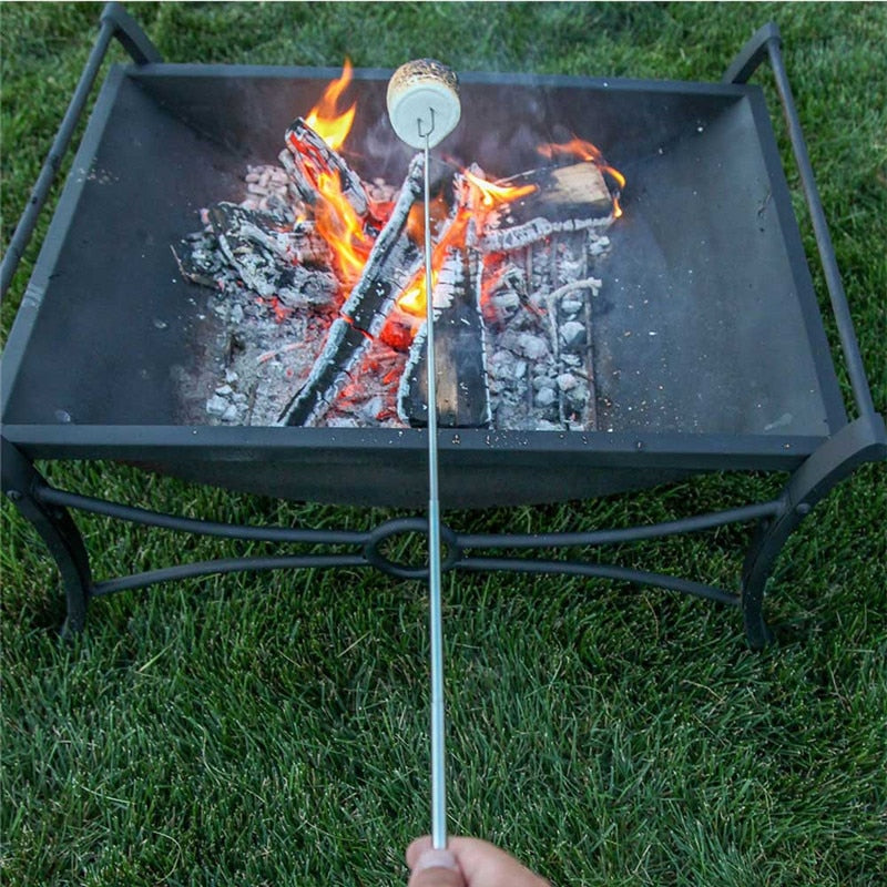 Rustfritt stål Trehåndtak Justerbar BBQ Gaffel Spyd | Skanto