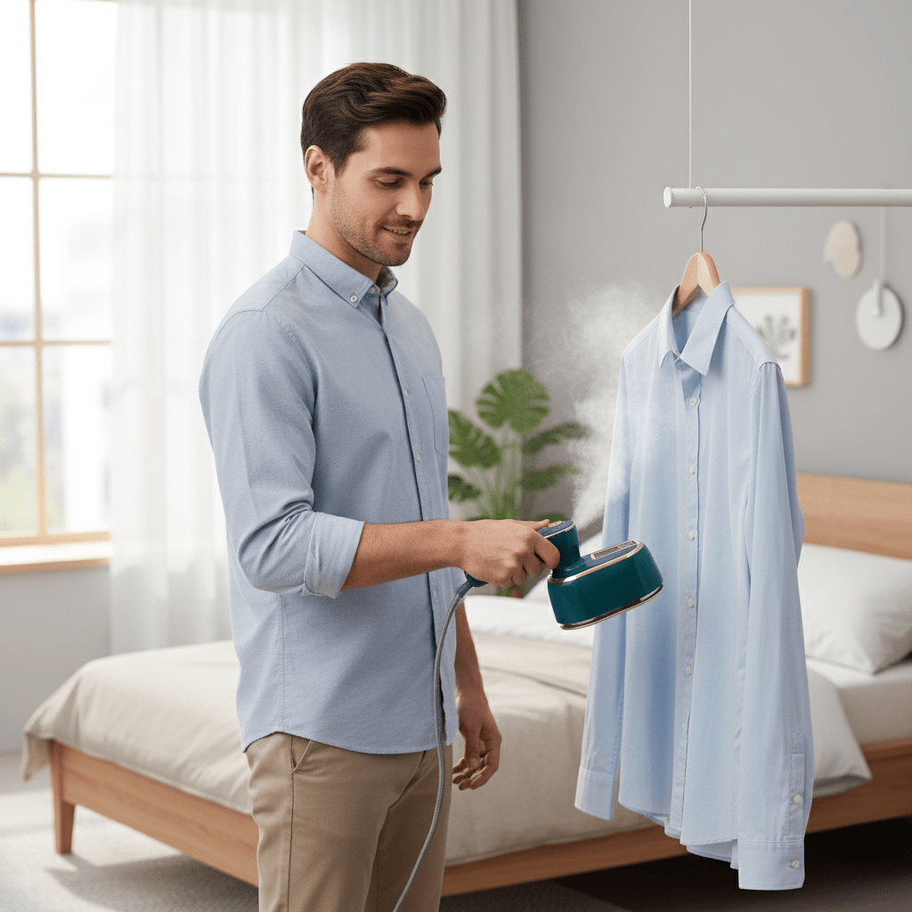 Norvo | SteamEase Go – Kompakt Reiseplagg Dampstøver for Rask Fjerning av Rynker