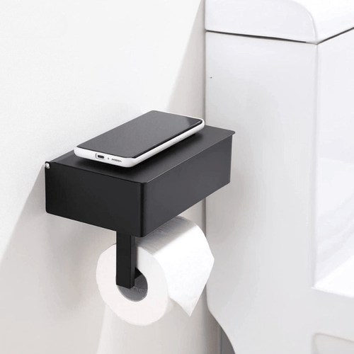 Skanto | SteelDeluxe Toalettpapirholder – Rustfritt stål med multifunksjonell vanntett hyllesystem for moderne bad