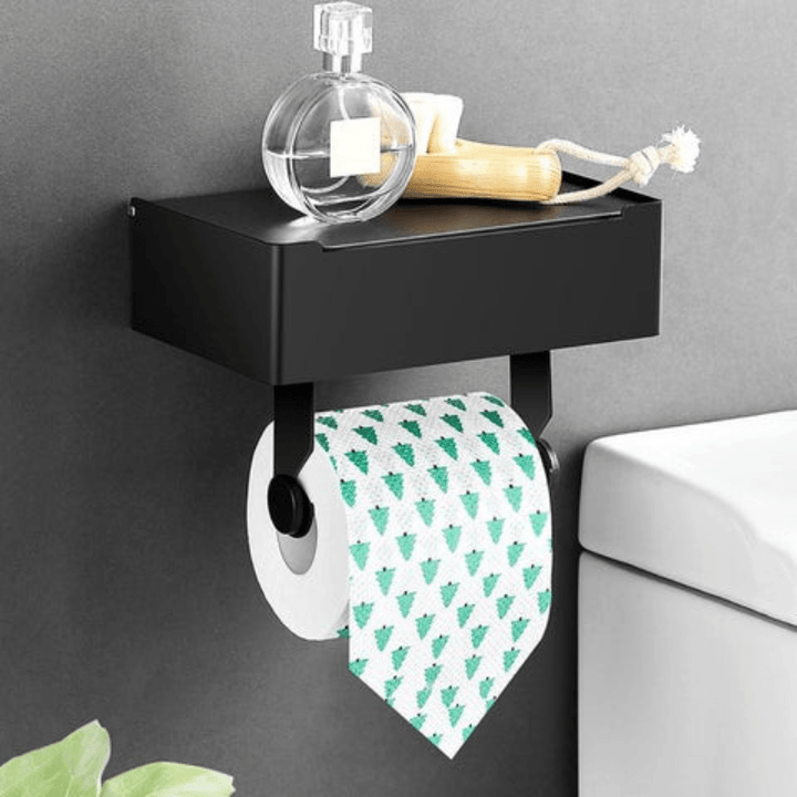 Skanto | SteelDeluxe Toalettpapirholder – Rustfritt stål med multifunksjonell vanntett hyllesystem for moderne bad