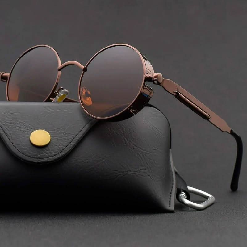 Vintage runde Steampunk-Sonnenbrille, polarisert, UV400