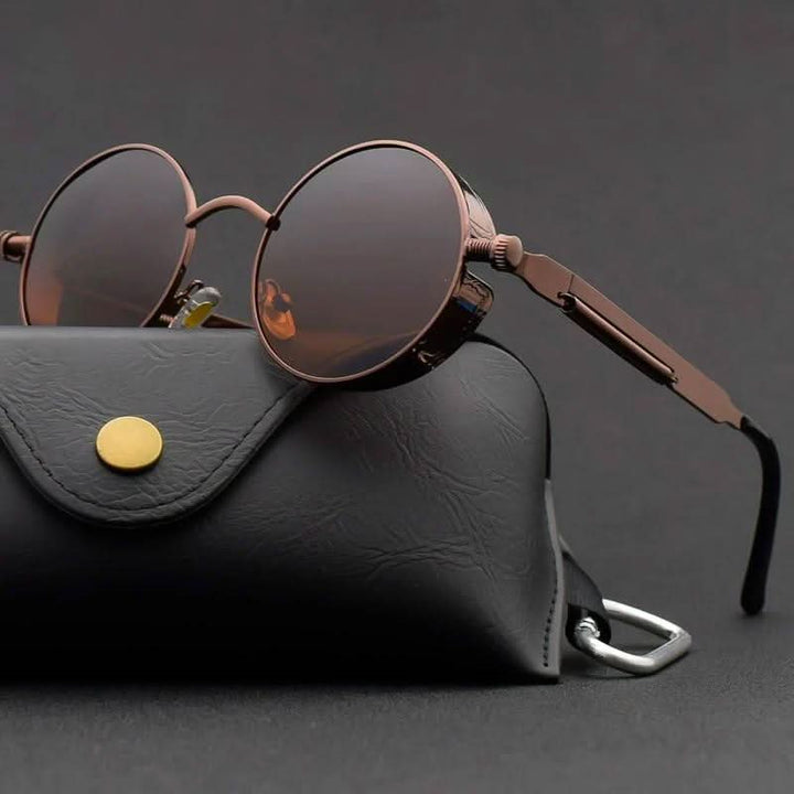 Vintage runde Steampunk-Sonnenbrille, polarisert, UV400