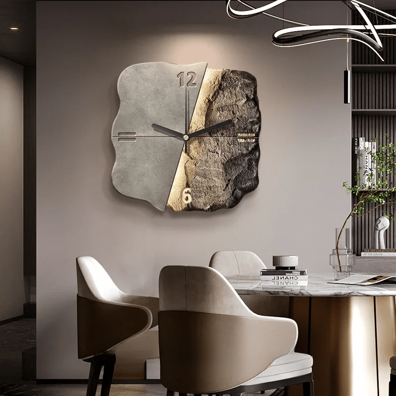 StoneAura – Moderne Wandudhr i Sandsteinoptik mit geräuschlosem Quarzwerk