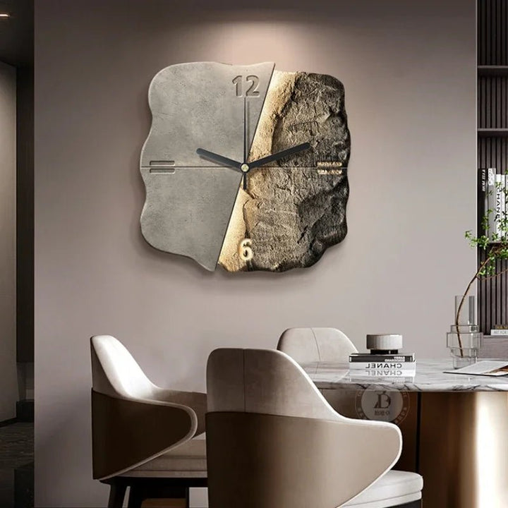 StoneAura – Moderne Wandudhr i Sandsteinoptik mit geräuschlosem Quarzwerk