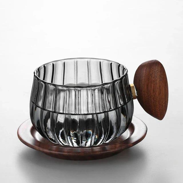 Stripet varmebestandig silikonglass kaffekopp med trekant | Skanto