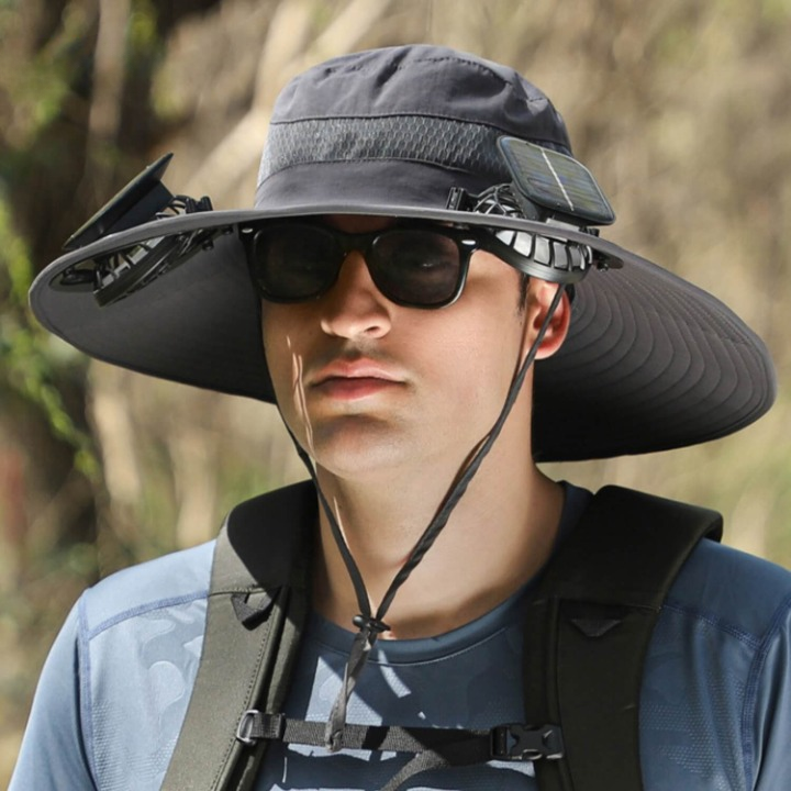 Solcelle-drevet hatt med vifte og UV-beskyttelse - SolarCool VentiHat | Skanto