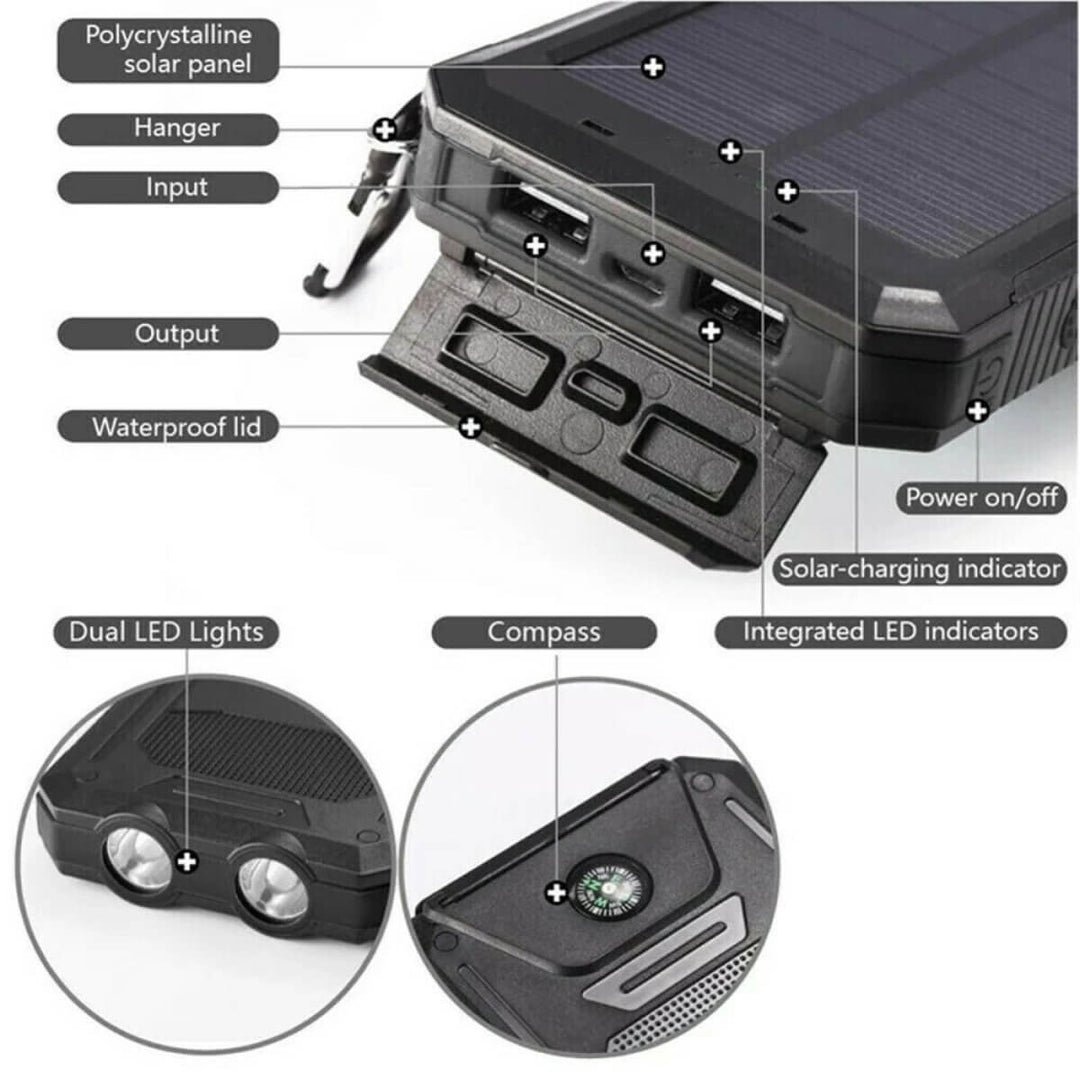 Skanto | SUNVAULT MAX – Vanntett solenergi-bank med 30000mAh kapasitet