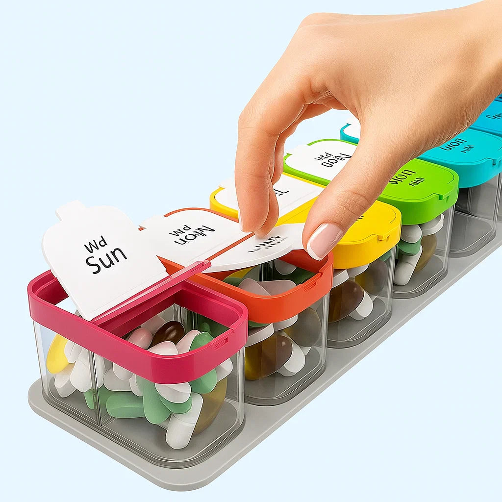 Large 7-Day Case – Fuktighetsbestandige BPA-frie rom – Ideell for eldre og omsorgspersoner Skanto