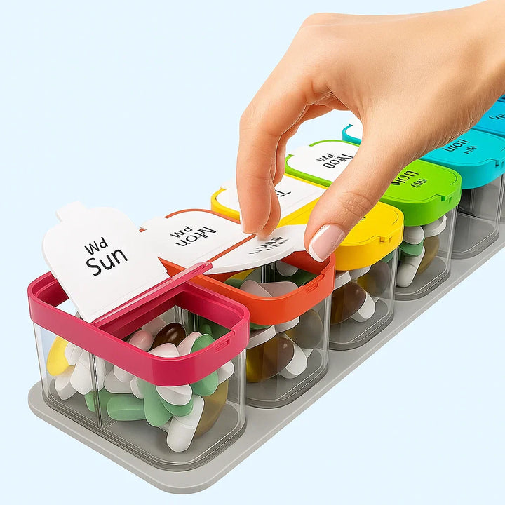 Large 7-Day Case – Fuktighetsbestandige BPA-frie rom – Ideell for eldre og omsorgspersoner Skanto