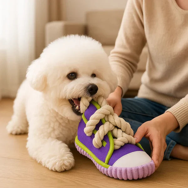 Robust hundelekene sneakers med tau og squeak-funksjon Skanto