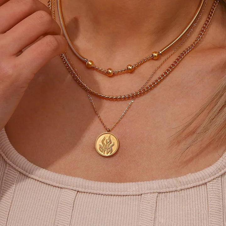 Skanto | Tykk Slangesmykke Perlekjede og Armbåndsett