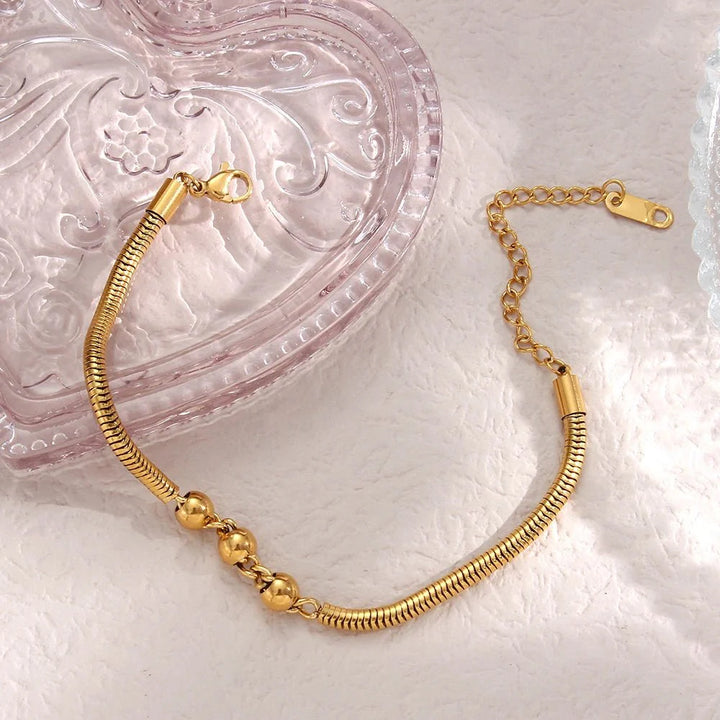 Skanto | Tykk Slangesmykke Perlekjede og Armbåndsett