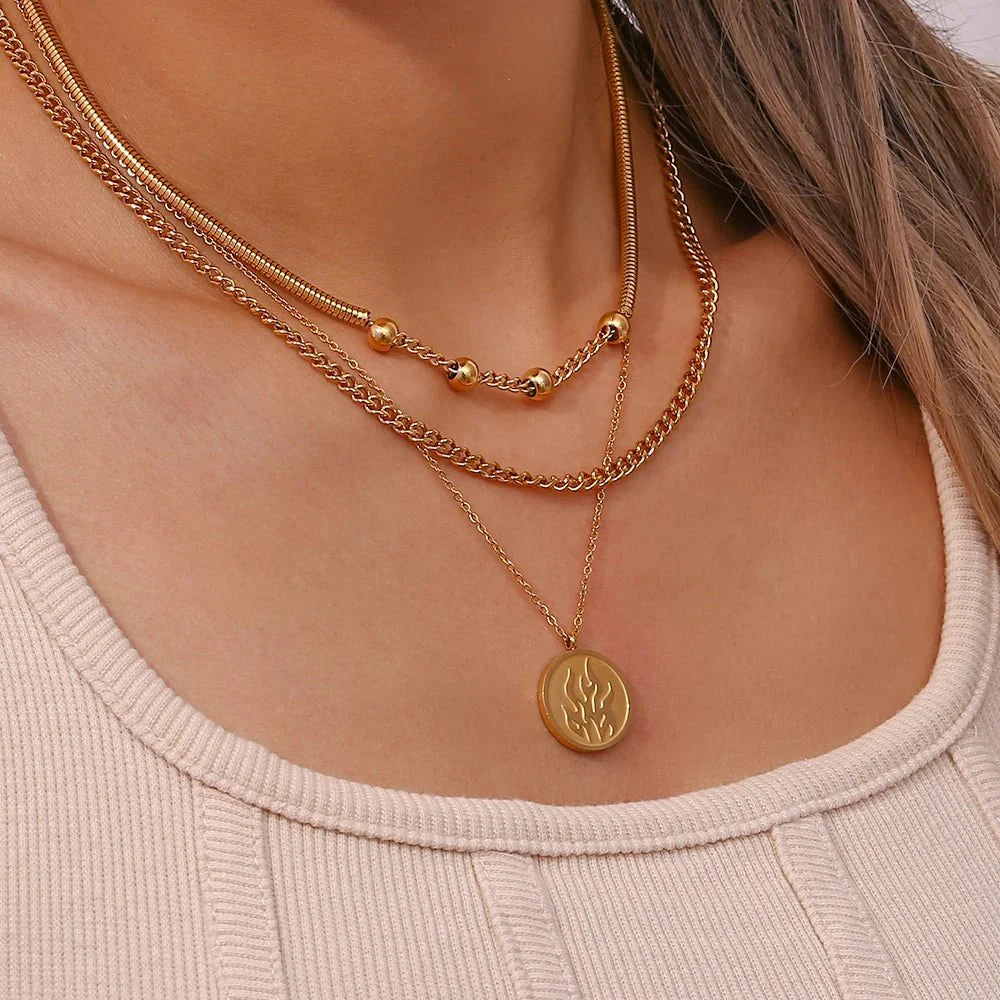 Skanto | Tykk Slangesmykke Perlekjede og Armbåndsett