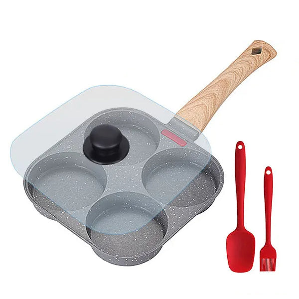 Tykk Omelett Stekepanne med Lokket Nonstick 4 Kopper Pannekakepanne | Skanto