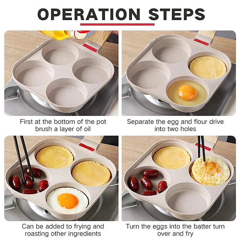 Tykk Omelett Stekepanne med Lokket Nonstick 4 Kopper Pannekakepanne | Skanto