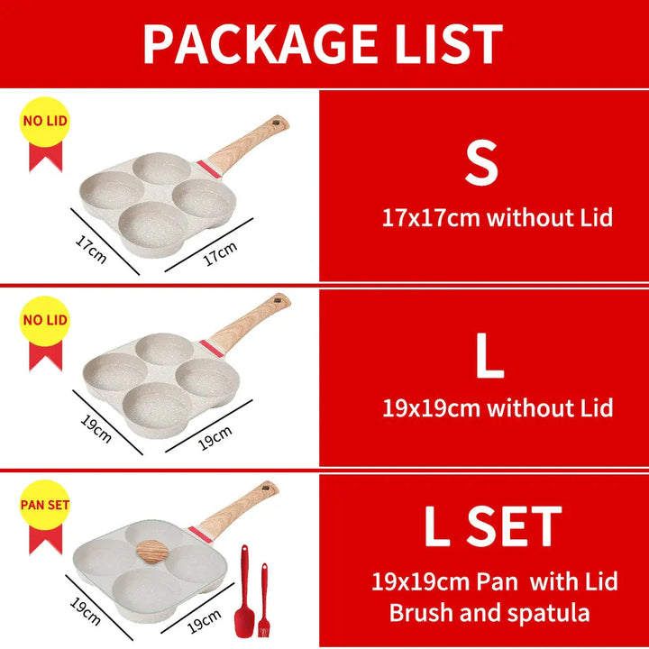 Tykk Omelett Stekepanne med Lok Nonstick 4 Kopper Pannekakepanne | Skanto