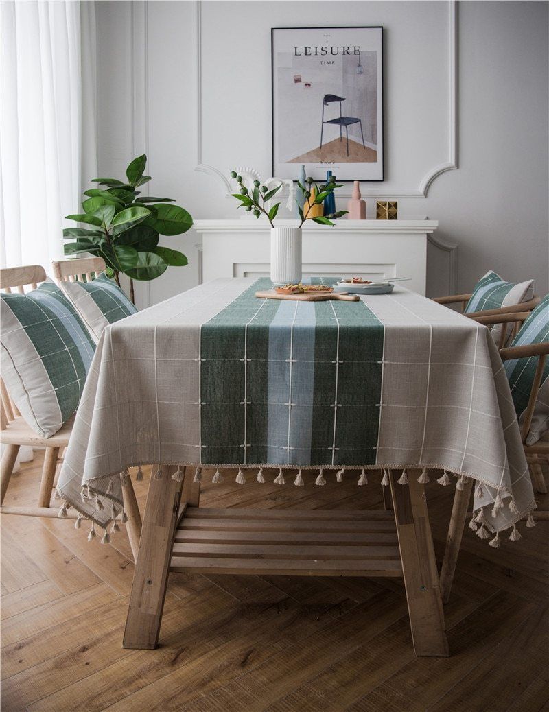 Tre-farge Skotsk Dekorativ Linne Duk Med Knapper | Skanto
